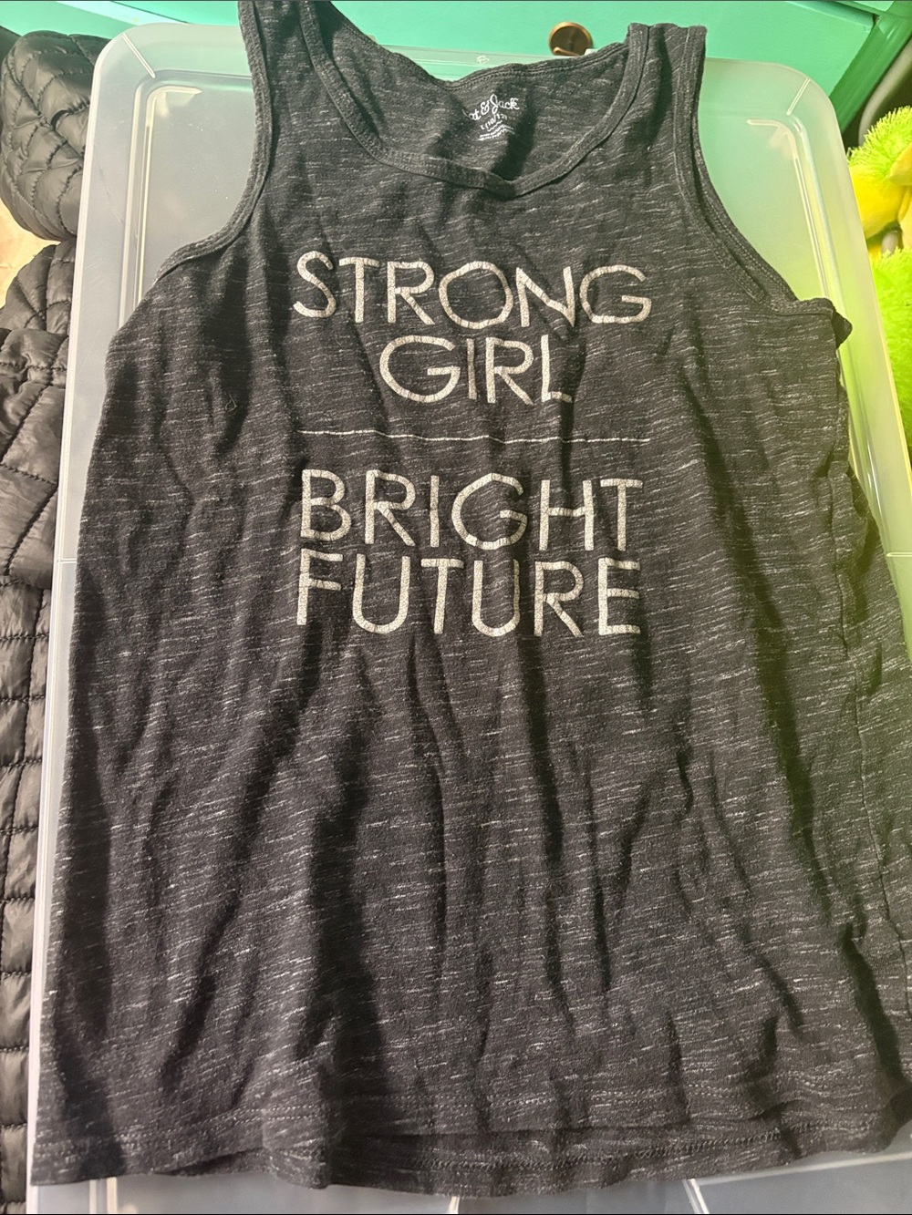 Cat & Jack size large 10/12 black tank top strong girl